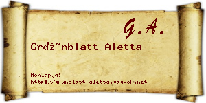Grünblatt Aletta névjegykártya