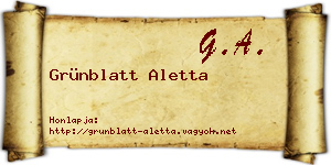 Grünblatt Aletta névjegykártya